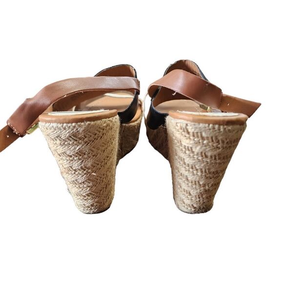 Kenneth Cole Reaction Oscar Go 3 black & tan espadrille wedge sandals 11 - Picture 3 of 6